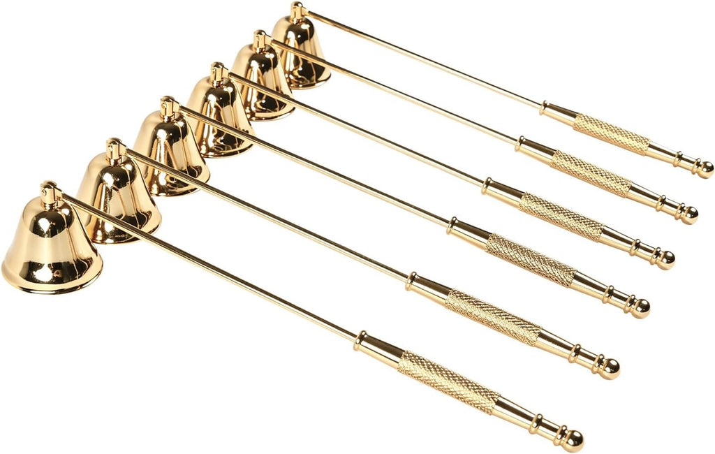 Gold Candle Snuffer with Long Handle, 8.3 Inch - Set of 6