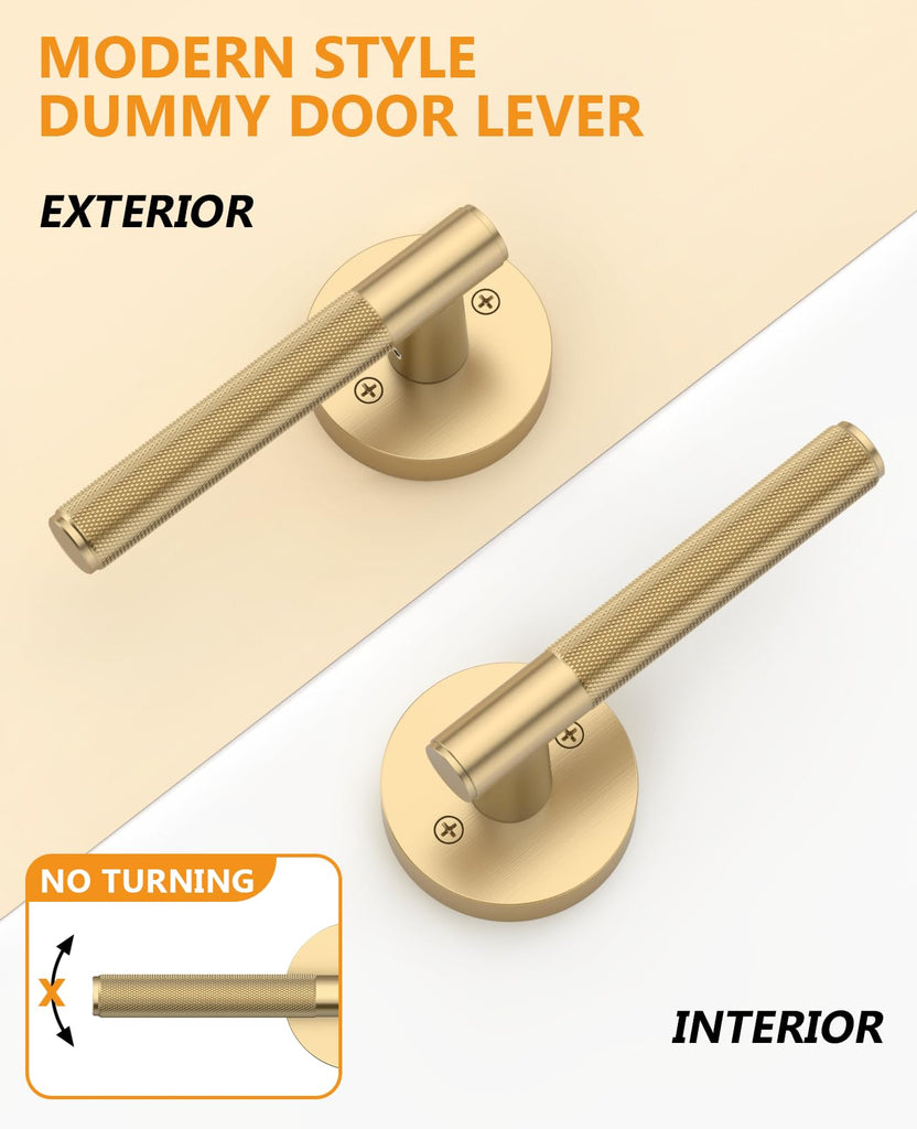 2 Pack Champagne Bronze Dummy Interior Door Handles