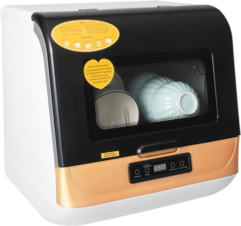 800W 110V Countertop Dishwasher, Portable Mini Dishwasher Full Panel Control Dish Washing Machine Co