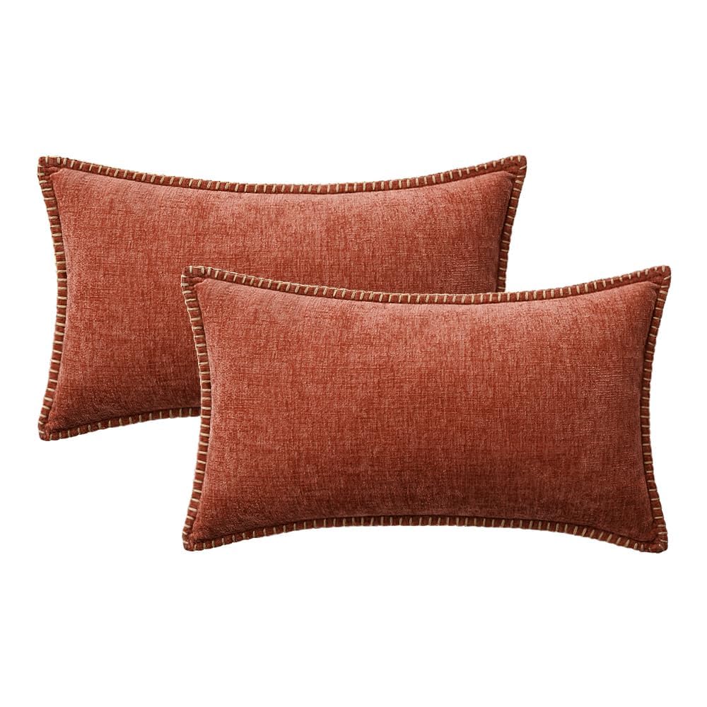 Fall Decorative Lumbar Throw Pillow Covers 12x20 Inch Burnt Orange