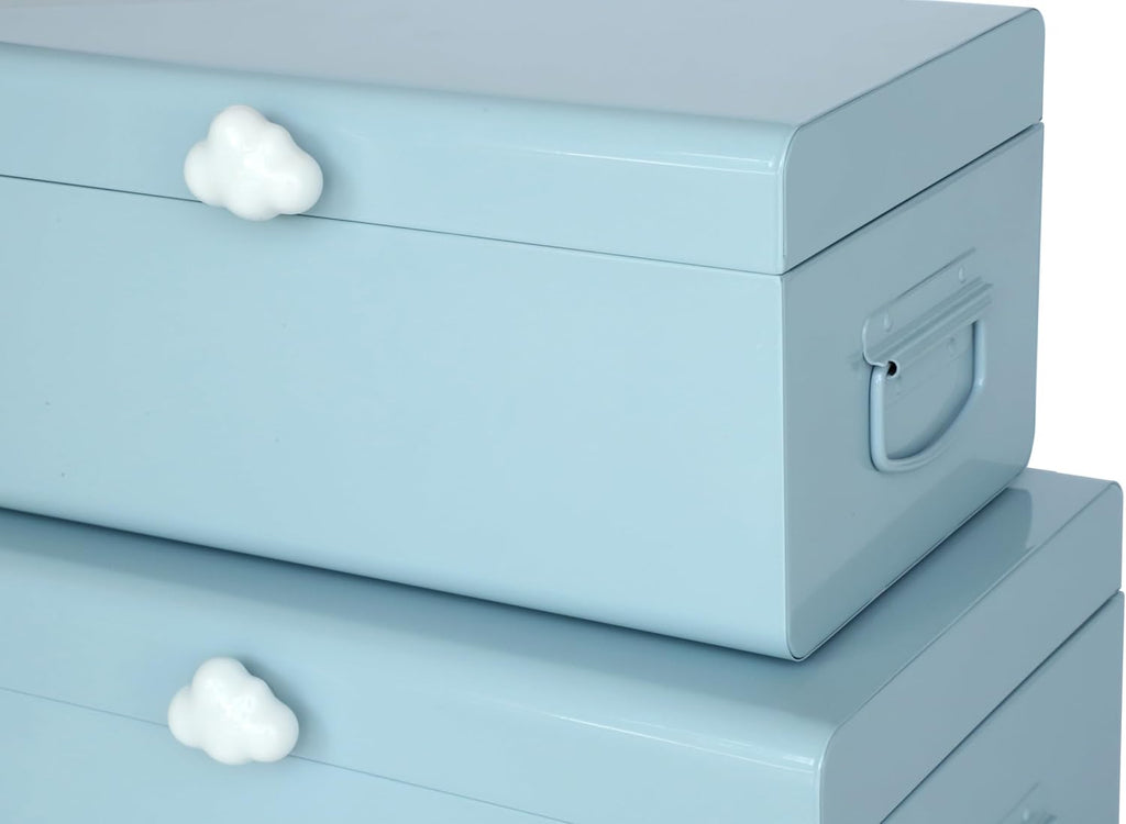 Large Decorative Box Metal Keepsake Trunk with Cloud-shaped Decorative Clasp for Reception,Wedding,Baby & - Set of 2