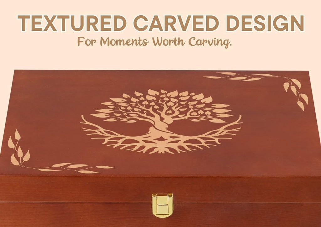 Keepsake Box Tree of Life Gifts for Women, Wooden Storage Boxes, Decorative Organizer with Lid for Memory Treasure
