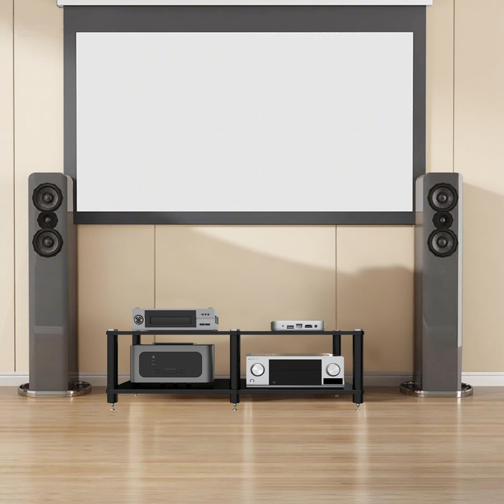 2-Tier AV Media Stand and Audio Rack with Vibration-Dampening Feet