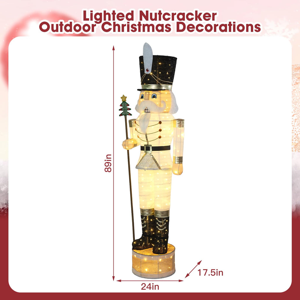 7.5FT Giant Lighted Nutcracker Christmas Decor Outdoor with 170 LED, White
