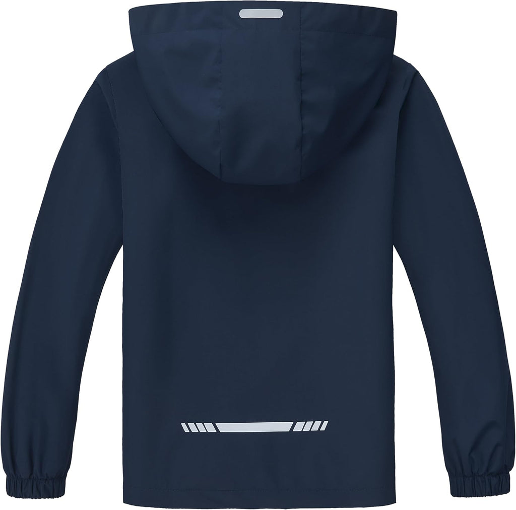 Boys Girls Waterproof Rain Jacket Lightweight Windbreaker Hooded