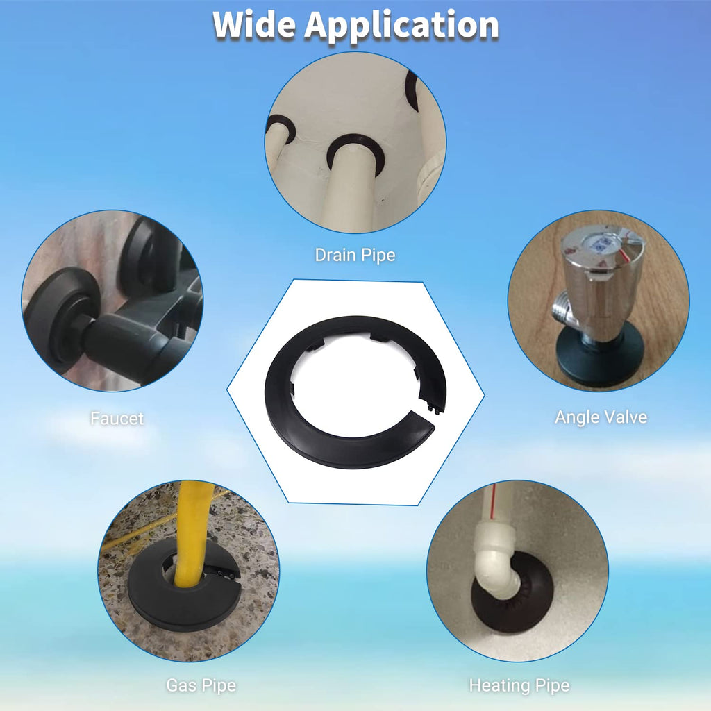 Black Plastic Escutcheon Plate for 3.5 Inch Water Pipe Decoration
