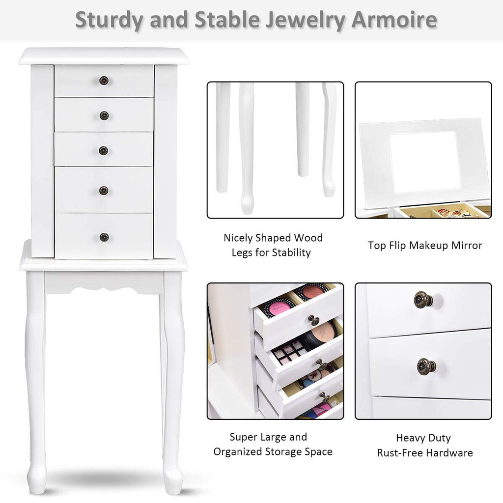 Jewelry Cabinet Armoire Box Storage Chest Necklace Stand Organizer