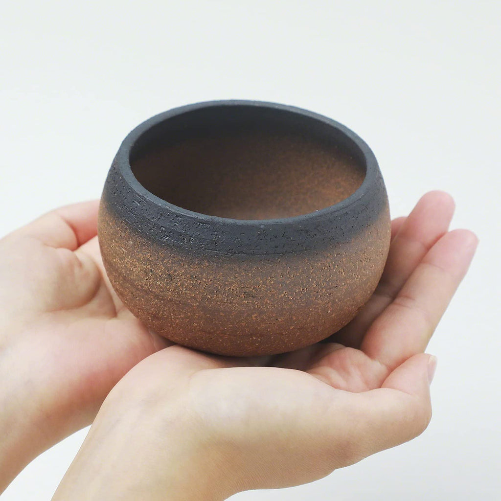Banko Bonsai Pot 3.9in, Handmade Japanese Planter, Brown and Black