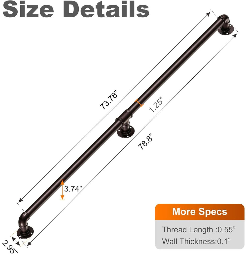 Staircase Handrails, Wall Hand Railing, Bronze, 6FT