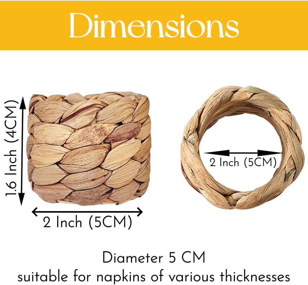 Rattan Woven Napkin Rings Natural Rustic Boho Napkin Ring - Set of 12