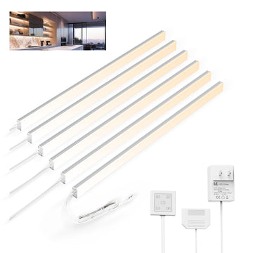 Under Cabinet LED Lighting Bars, 6-Pack, Plug-in, Dimmable