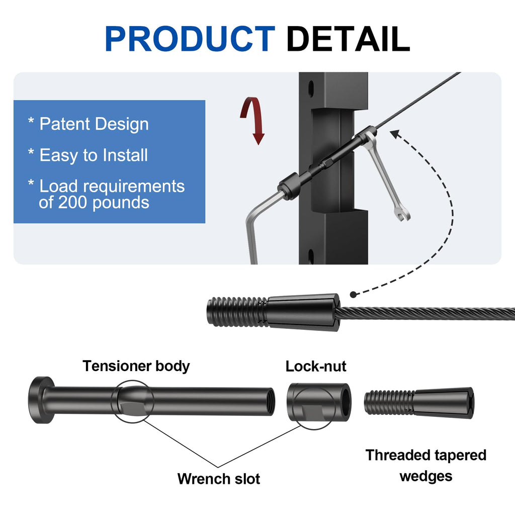 [Patent] 10 Pack 1/8" Black Swageless Invisible Cable Railing Kits