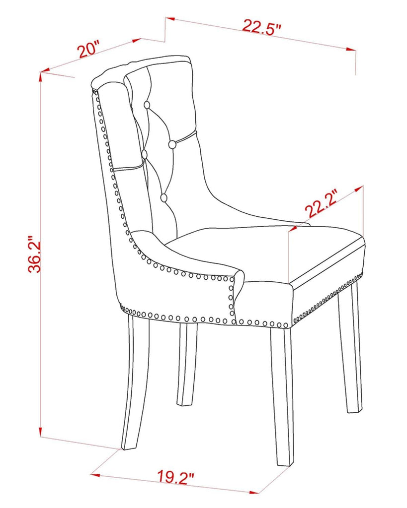 West Furniture FRP3T05 Friona Parson Dining Chairs - Button Tufted Nailhead Trim Doeskin Linen Fabric Upholstered