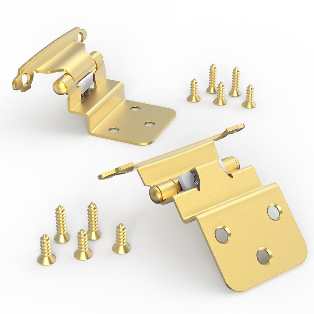 3/8 Inch Inset Cabinet Hinges, 5 Pairs(10 Pack) Self Closing Flush Face Mount Hinges with Door Bumper, Variable