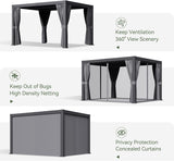 Aoxun Louvered Pergola 10' x 12' Outdoor Aluminum Pergola with Adjustable Top for Decks, Gardens and Backyards, Gray