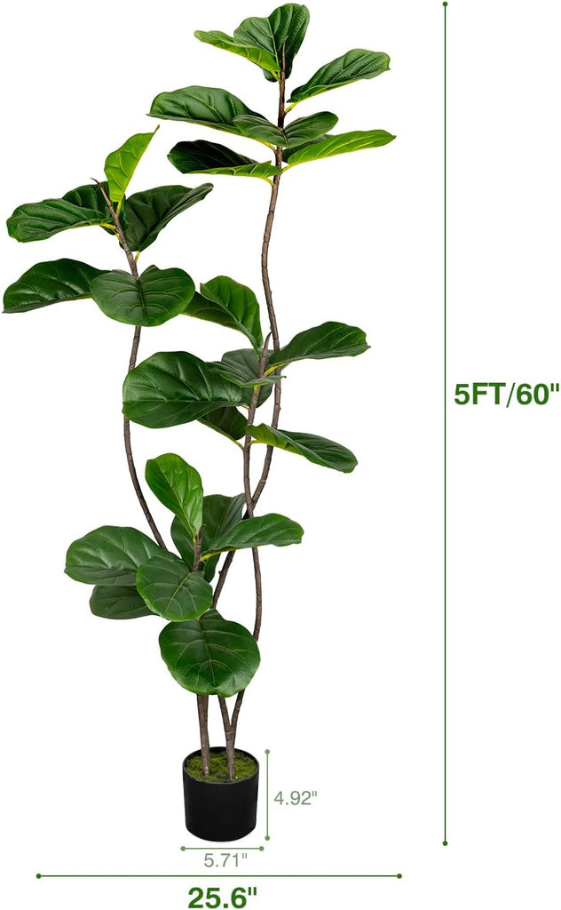 Artificial Fiddle Leaf Fig Tree 5FT with Cotton Basket