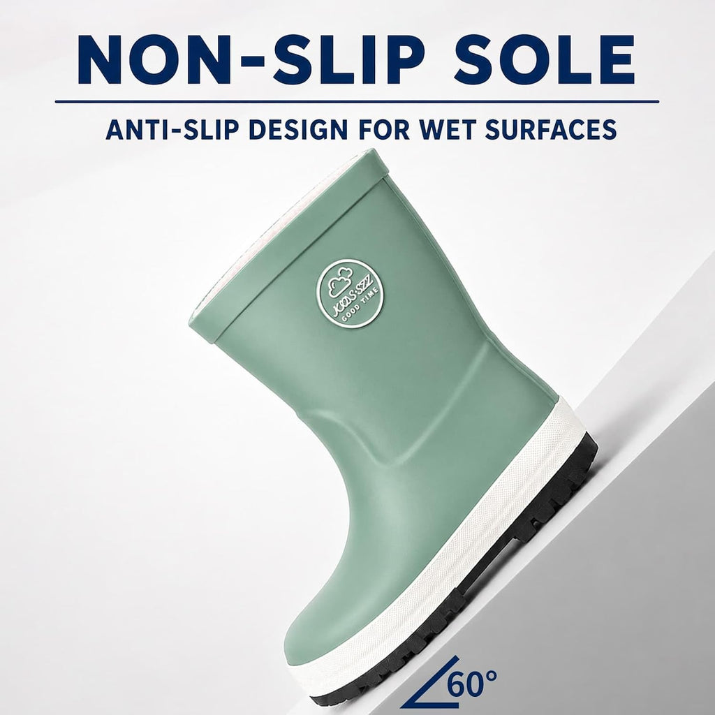 Natural Rubber Kids Rain Boots for Boys & Girls - Waterproof Lightweight Toddler Rain Boots with Non-Slip Outsole