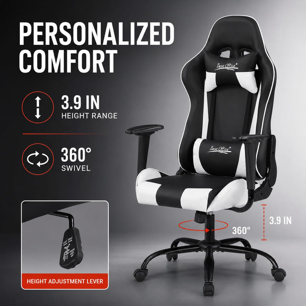 Gaming Chair Desk Chair Ergonomic High Computer Chair with Adjustable Lumbar Support, Armrests, and Racing-Inspired