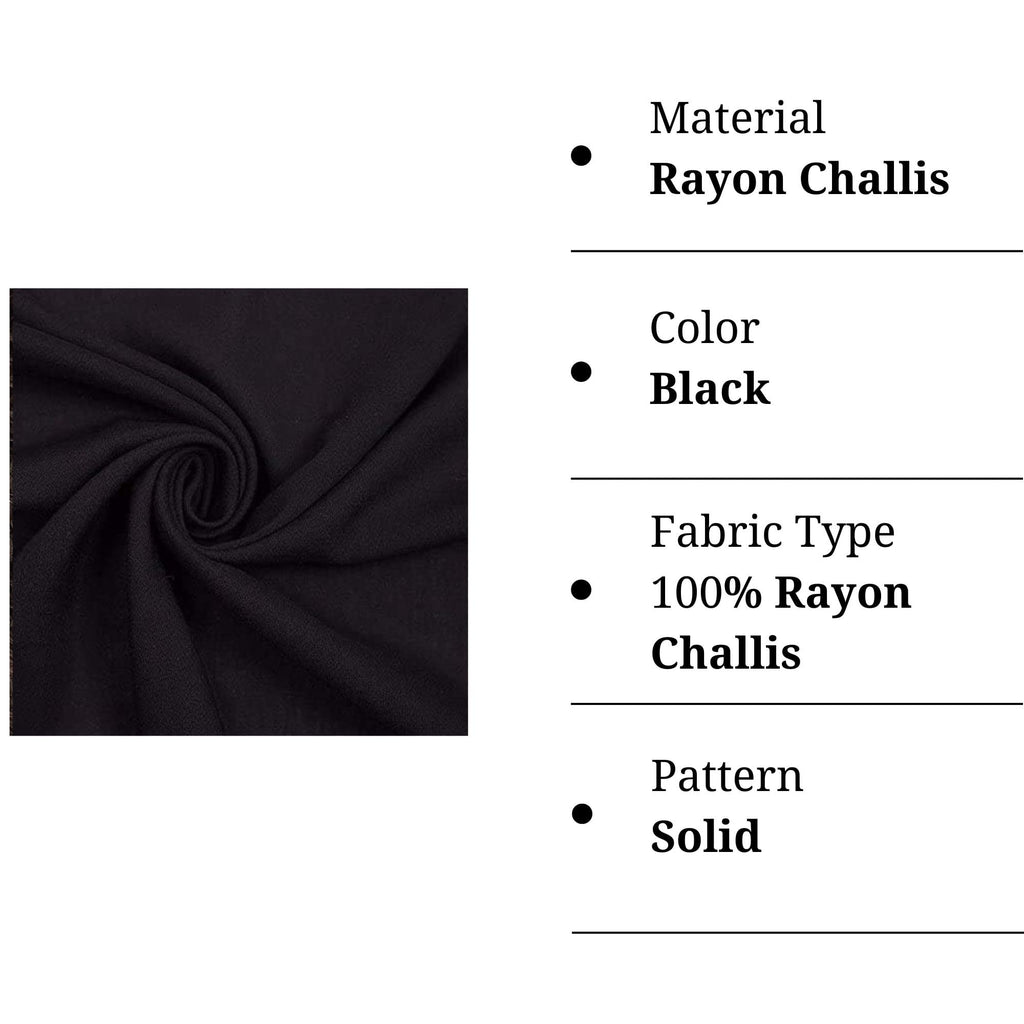 100% Rayon Challis Fabric by The Yard - 58" Wide Soft Lightweight Breathable Draping Fabric for Dresses, Blouses
