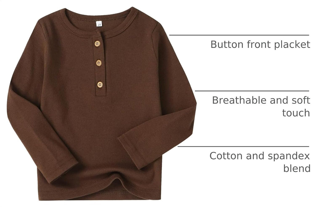 Toddler Boys Henley Shirts Long Sleeve Cotton Tshirt for Kids
