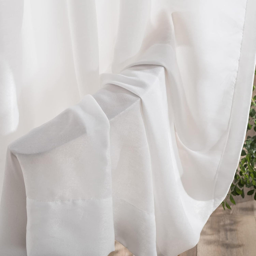 White Pinch Pleated Window Sheer Curtains 96 Inches Long 2 Panels, Luxury Velvet Soft Touch Opaque Privacy, Gently