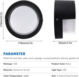 1 Pack Outdoor Wall Sconces, 6 Inch Modern Round LED Exterior Light Fixtures