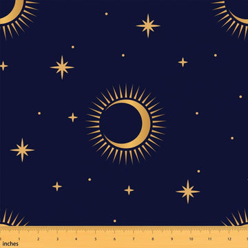 Gothic Style Fabric by The Yard Star Moon Galaxy Polka Dot DIY Craft Hobby Fabric by The Yard Blue Night Sky Print