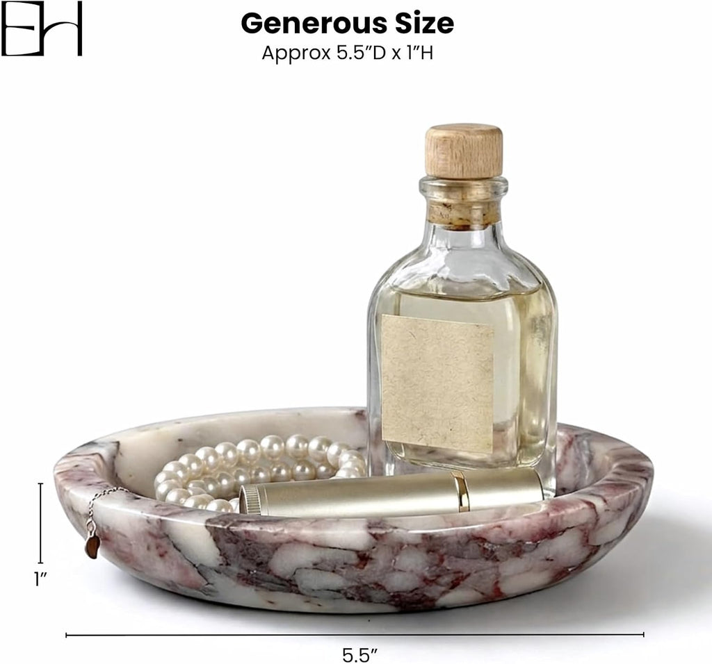 Marble Jewelry Dish 5.5 INCH | Calacatta Viola Small Marble Bowl, Decorative Marble Trinket Tray for & Keys, Holder