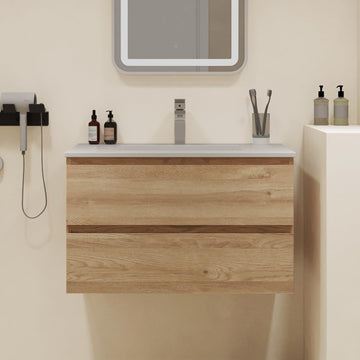Bathroom Vanity with Sink, 30-Inch Modern Minimalist Wood Bathroom Vanities