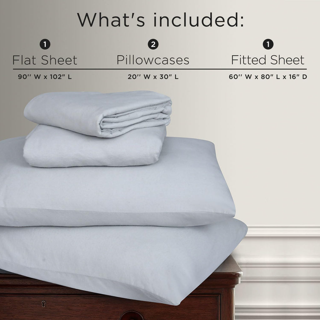 Flannel Sheet Set, 100% Organic Cotton, Six-Fold Brushed, Super Soft, Warm, Cozy, Deep Pocket Bedding with NanoTech
