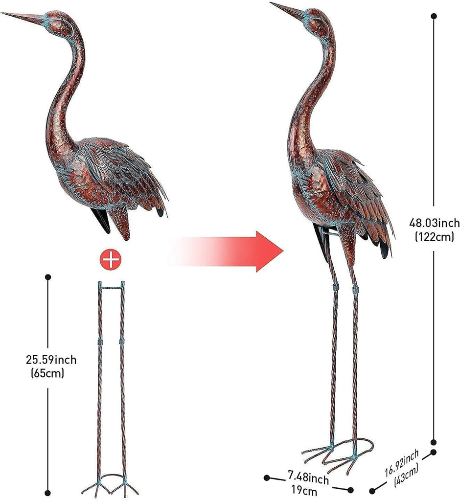 Outdoor Garden Crane Statues and Sculptures Metal Yard Art Statue for Garden Decoration Large Size