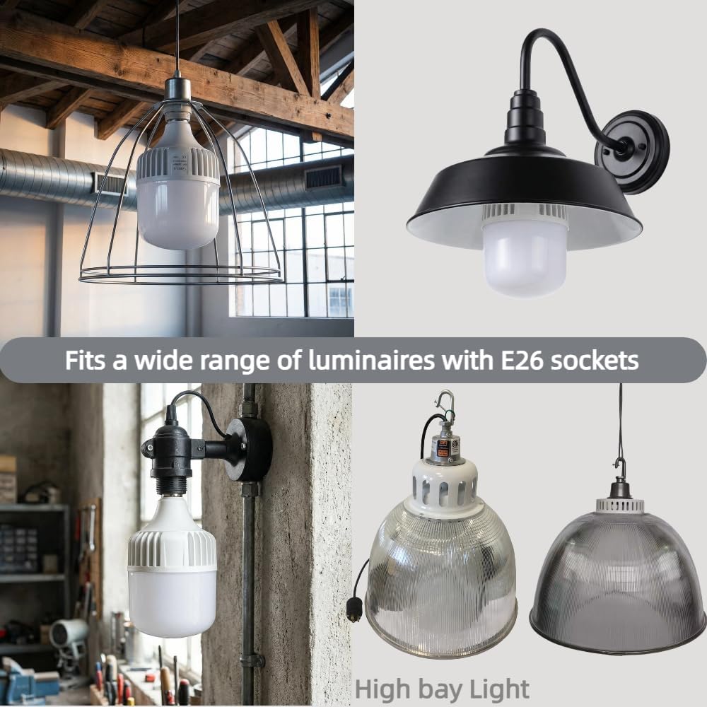 Super Bright 400W-500W Light Bulb Equivalent, 65W LED Bulb 120 Volt Cool White 6500K E26, 6500 Lumens,High Watt
