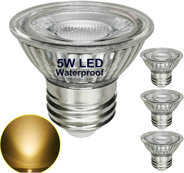 Full Glass PAR16 LED Spotlight Bulbs Dimmable 5W(50W Equivalent),Short Neck HR16/PAR16 Flood Light,Warm White
