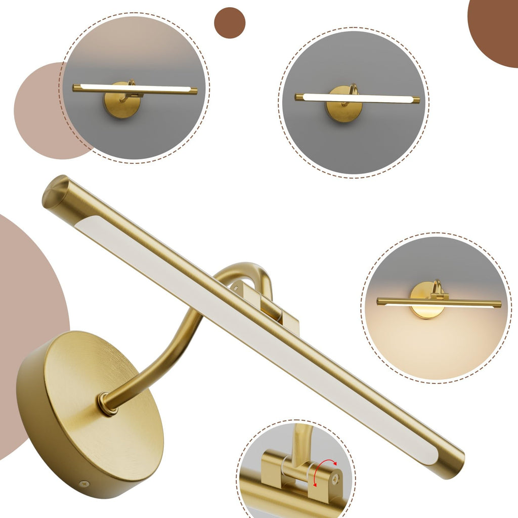 Hardwired Gold Picture Lights for Paintings - 15.7 inch 3CCT Dimmable Gallery Light LED Wall Art Lighting with Remote
