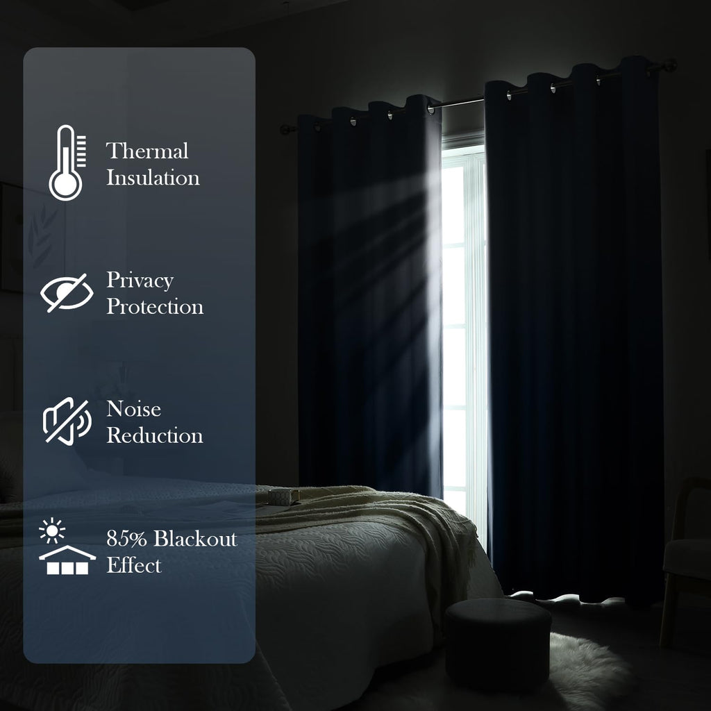 Navy Blue Ombre Blackout Curtains 52W x 84L 2 Panels