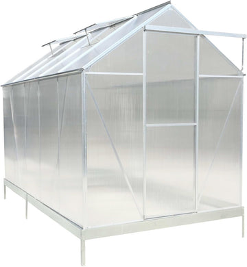 10x7 FT Greenhouse,Polycarbonate Heavy Duty Outdoor Aluminum Walk-in Green House Kit with Rain Gutter and Vent,Plant