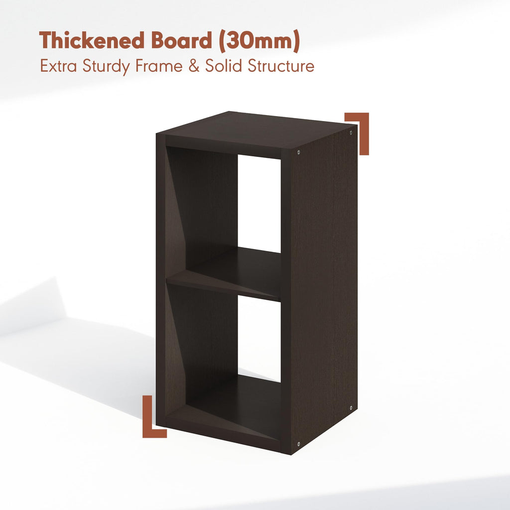 Cubicle Record Player Stand, 2-Cube Record Storage, Dark Oak