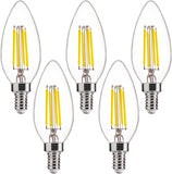 60W Equivalent LED Chandelier Light Bulbs, E12 Base, Clear B11 LED Filament Candelabra Bulbs, 5000K Daylight, 500LM
