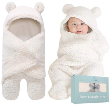 Baby Swaddle Blanket | Ultra-Soft Plush Essential for Infants 0-6 Months | Receiving Swaddling Wrap White | Ideal