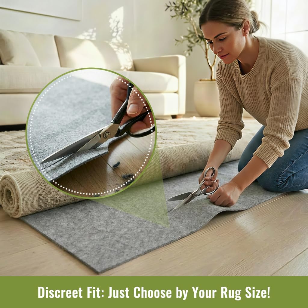 Felt Rug Pad with Gripper Dots, 5x7 Ft Non-Slip Rug Underpad with PVC Backing, 1/6" Thick Cushioned Carpet Pad - Set of 35