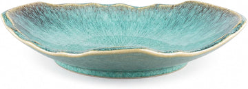 Green Ceramic Decorative Bowl - 12 In Fruit Bowl, Candy Dish, Key Bowl for Entryway Table, Trinket Dish, Ring Dish
