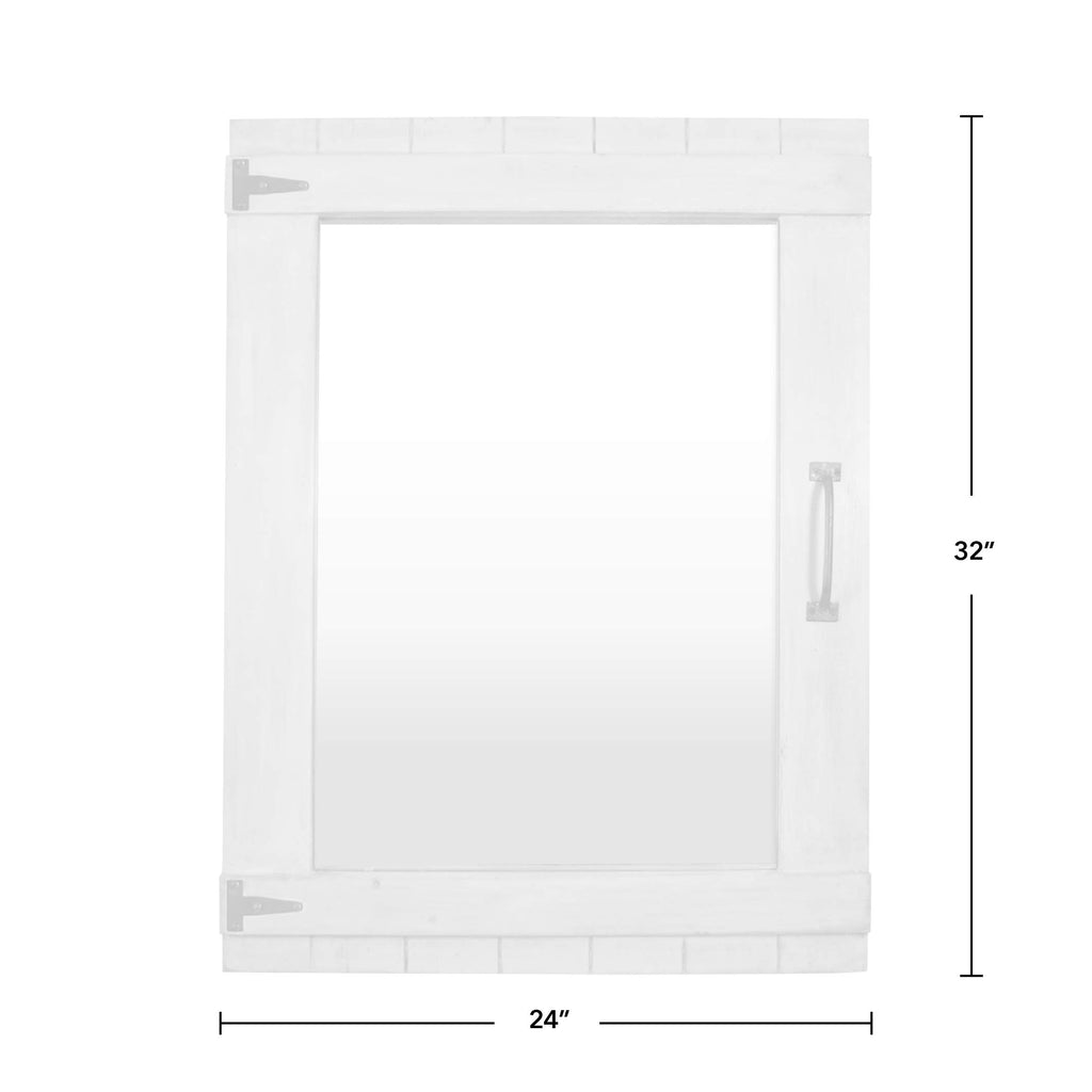 Cottage Door Wall Mirror, 32"H x 24"W, Rustic White
