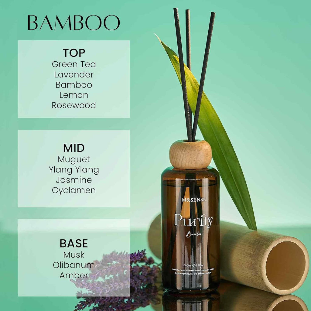 Reed Diffuser Set, Bamboo, 6.3 oz Natural Essential Oil