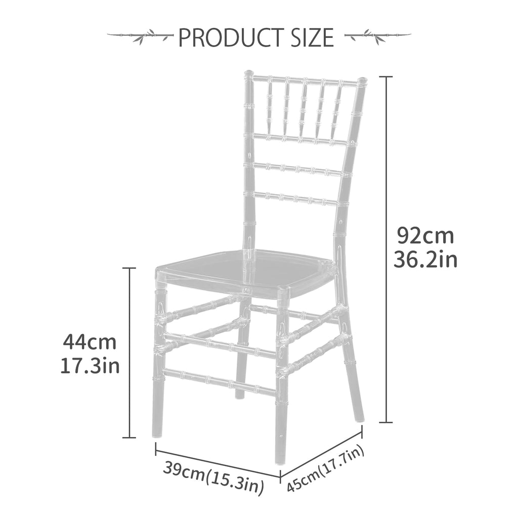 Clear Ballroom Chairs 2 Pack, Transparent Acrylic Plastic Chair