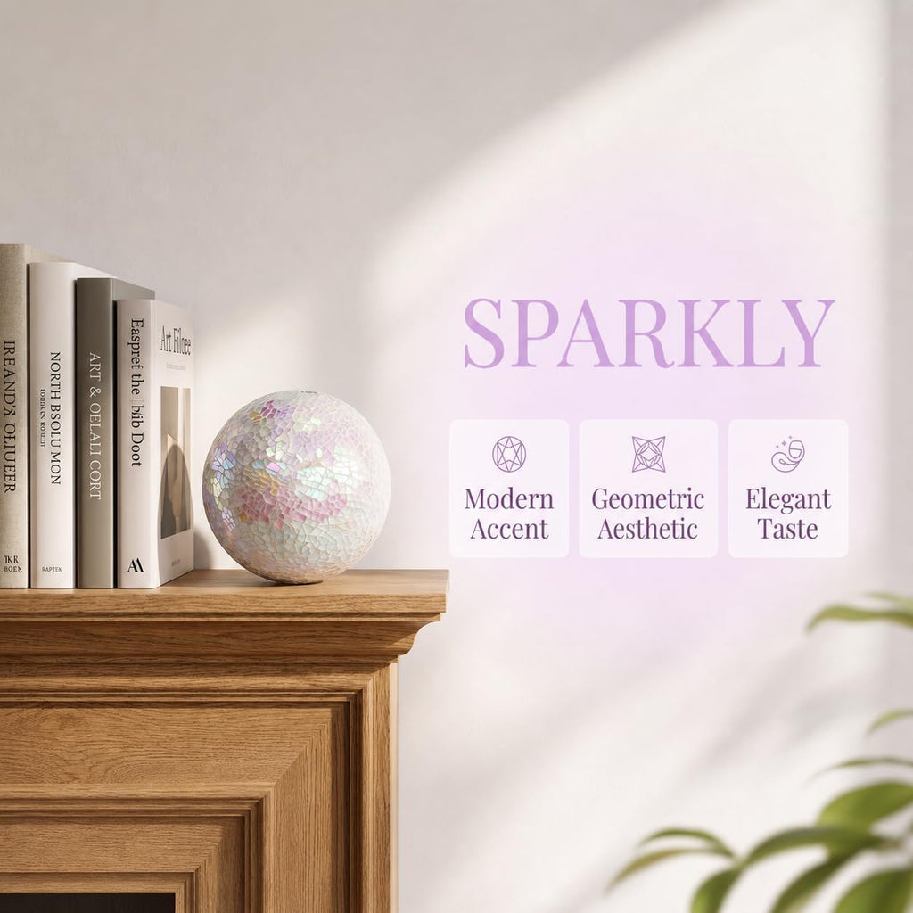 Decorative Balls, 4 Inch Glass Mosaic Orbs Sphere Bowl Fillers, Coffee Table Centerpiece Ball Ornaments - Set of 3