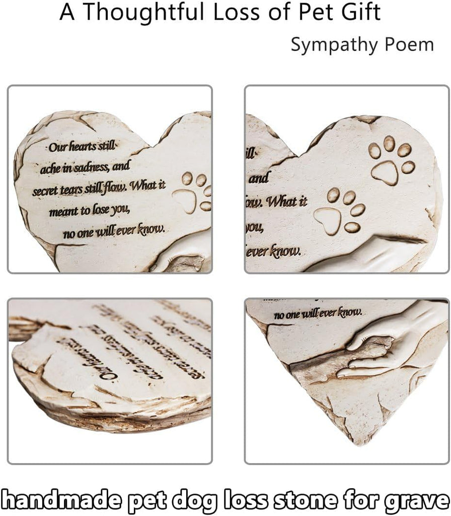 Dog Pet Memorial Stones, Heart-Shaped Loss of Pet Dog Grave Stone Headstones Memorial Gifts Remembrance Gifts