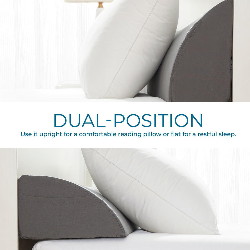 Bed Wedge Pillow for Headboard, Bed Gap Filler Cal King Size with Side Pockets, Headboard Wedge Pillow for Sleeping