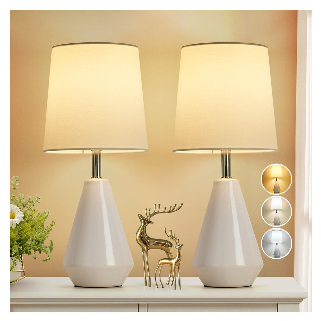 15.5" Small Table Lamp Set of 2, 3 ColorTemperatures