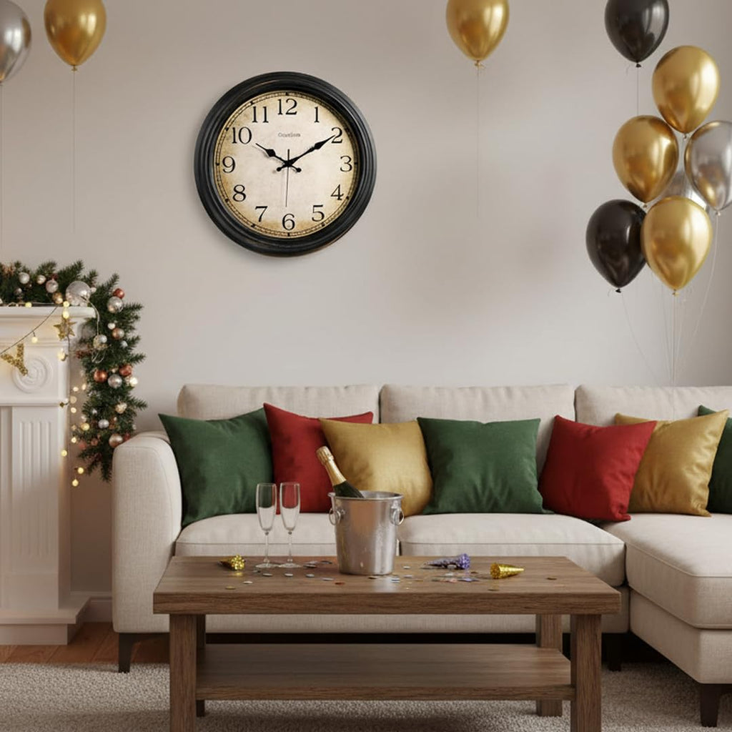 16 Inch Vintage Wall Clock Battery Operated Silent Bronze
