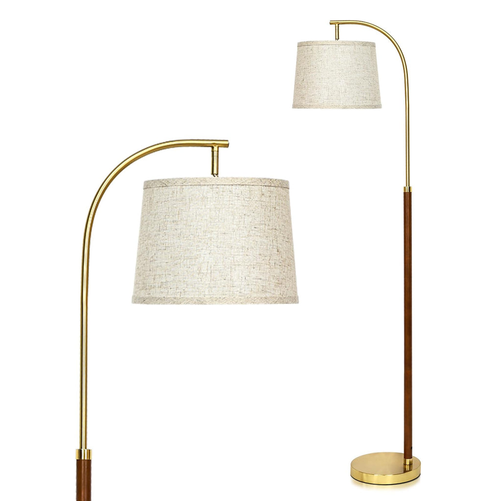 Wood Arc Floor Lamp, 63" Tall Mid Century Modern Standing Lamp with Foot Switch & 3 Color Temperatures, Vintage Floor